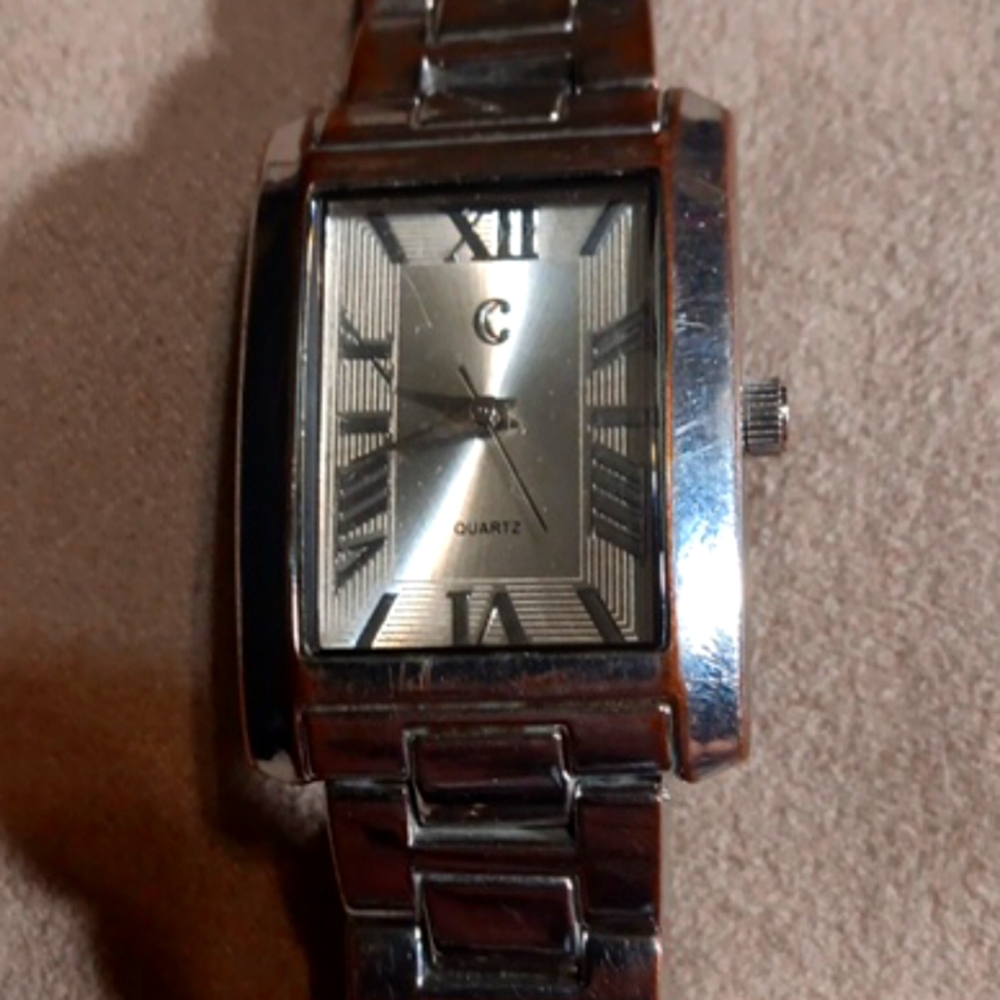 Charming Charlie Stainless Steel Rectangular Quartz Watch